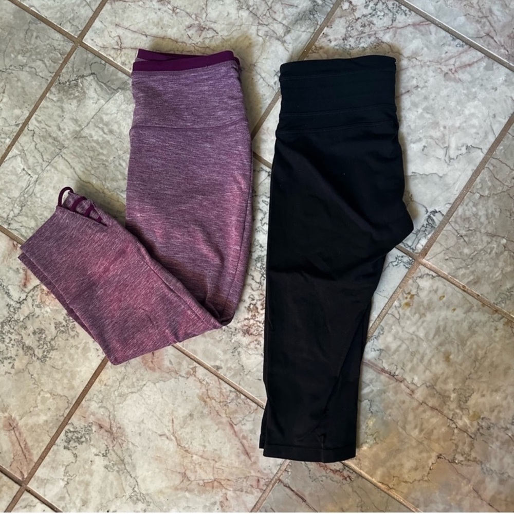 PrAna Cropped Leggings Bundle Set of 2 Black + Purple Size Small No Pilling Yoga